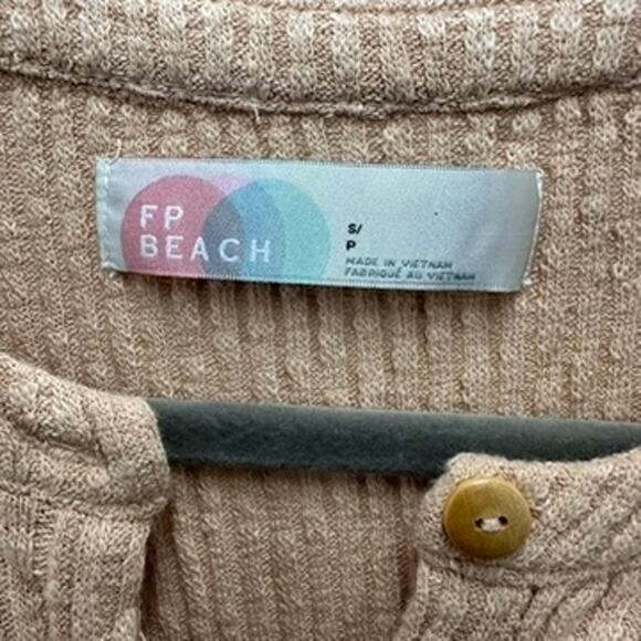 Free‎ People Beach Small Long Sleeve Peach Oversized Ribbed Dress Pockets - Picture 5 of 6